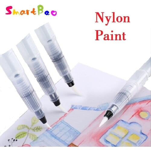Water Color Paint Brush Pen Tip or Flat Nylon Head for Solid Pigment