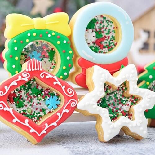 Shaking Shaking Cookie Tools Cutter Fondant Sugarcraft Molds Snowflake Crystal Ball Biscuit Stamp Mould Cake Decorating Tools