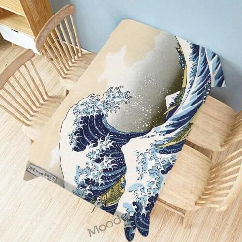 Japan Art Ukiyoe Woodblock Print 36 Views Mount Fuji Hokusai The Great Wave Home Decor Tablecloth Tapestry Linen Art Table Cloth