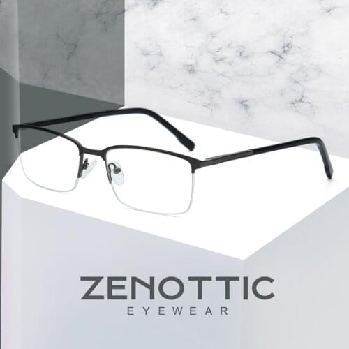 ZENOTTIC Titanium Half Rim Glasses Frame For Men Women 2020 Clear Optical Resin Lens Ultralight Myopia Optical Spectacles Frames