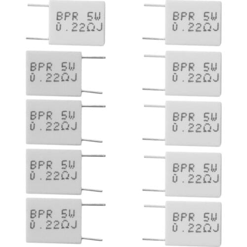 10 Pcs 0.22R 5 W 5% Cement Resistor 0.22Ohm Non-Inductive Resistor BPR56 Q6PA