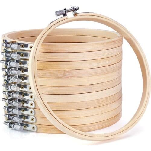 12 Pieces 6 Inch Wooden Embroidery Hoops Bulk Wholesale Bamboo Circle Cross Stitch Hoop Round Ring for Art Craft Handy Sewing