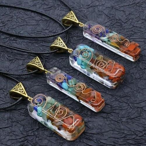 2pcs/lot 55*16/60*10mm Natural stone pendant seven chakra pendant for DIY jewelry accessories