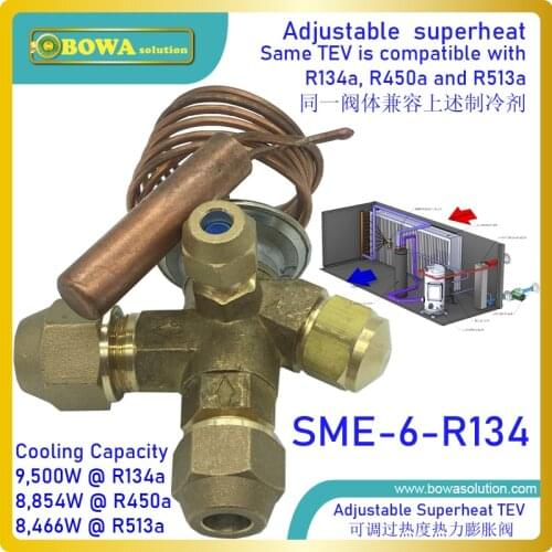 9.5KW R134a TEV with interchangeable orifice and adjutable superheat screw matches 4HP air conditioners or 3HP heat pump units