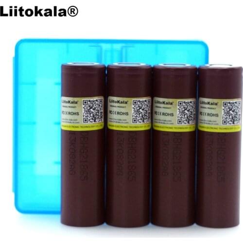 4PCS Liitokala New Original HG2 18650 3000mAh battery 18650HG2 3.6V discharge 20A, dedicated Power battery + Storage box