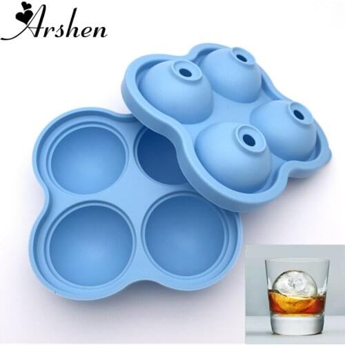 Arshen 4 Lattices Food Grade Silicon Bar Drink Whiskey Sphere Large Ice Ball Shape Ice Lattice Brick Cube Juice Wine Ice Tool