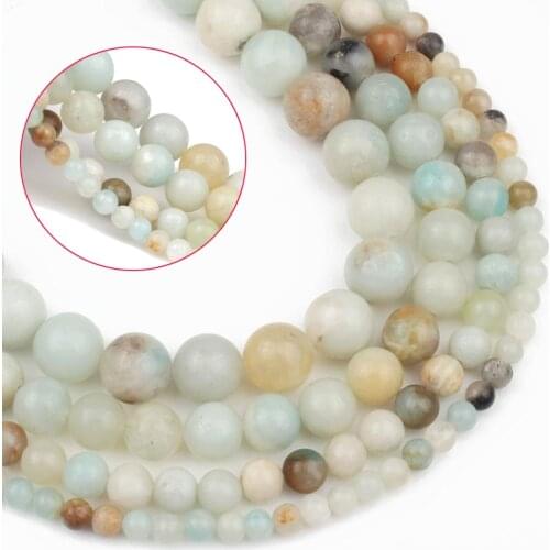 Amazonite Stone Beads for Jewelry Making 4 6 8 10 12mm Pearl Gem Loose Beads Bracelet Diy Necklace Spacer Strand Bead Craft