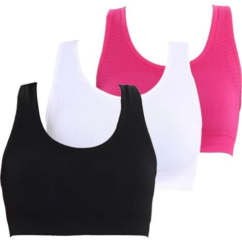 3PCS Seanless Bra Padded Wire Free Running Vest Underwear Sleep Sports Bra Solid Color Breathable Fitness Bras
