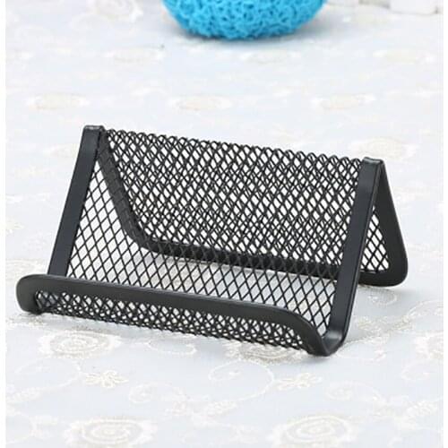 Business Cards Holder Desktop Iron Mesh Rack Rust-proof Name Card Collection Case Company Department Office Suppliy High Quality