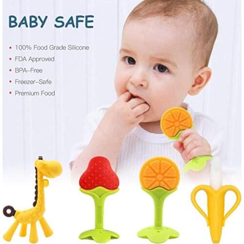 Baby Teether Baby Infant Kids Chew Teether Toy Baby Molar Stick Baby Molar Toothbrush Silicone Teether Safe Molar Toothbrush