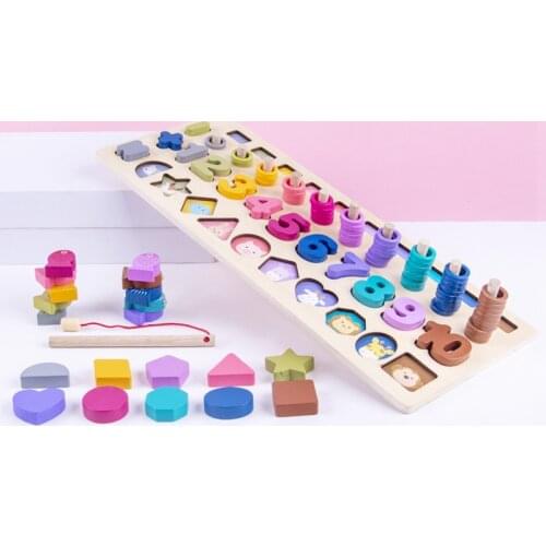 Children Eduactional Toys Macaron Digital Shape Logarithmic Board Montessori Educational Wooden Toys Kids Wooden Math Toys