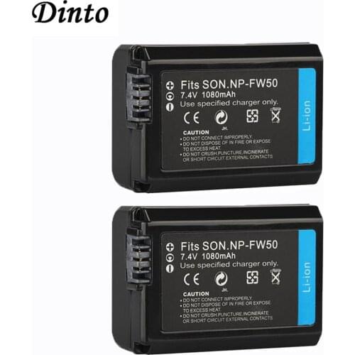 Dinto 2pcs 1080mAh NP-FW50 NPFW50 NP FW50 Rechargeable Camera Battery for Sony NEX-3 NEX-5C NEX-C3 Alpha a33 a35 a55 a7R