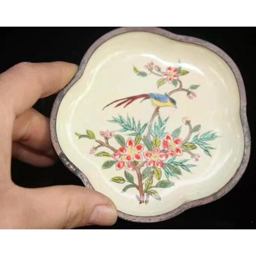 Ancient Chinese collection enamel enamel Small plate /decorative gift collection
