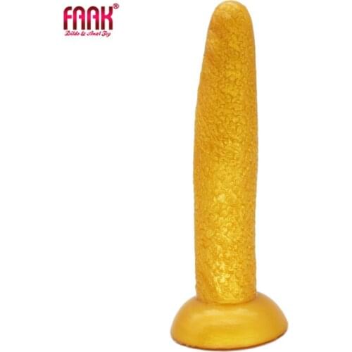 FAAK golden long anal plug with suction cup masturbate sex products soft silicone anal dildo Matt surface 2020 new arrival