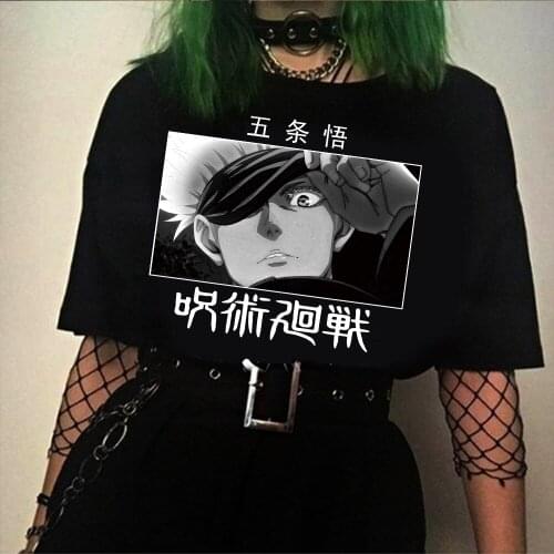 Janpanese Anime Jujutsu Kaisen Gojo Satoru Printed Short Sleeve T Shirt Tops