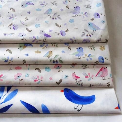 Birds Printed Cotton twill fabric 100% baby cotton fabric for DIY bedding cloth Sewing patchwork quilting fabrics