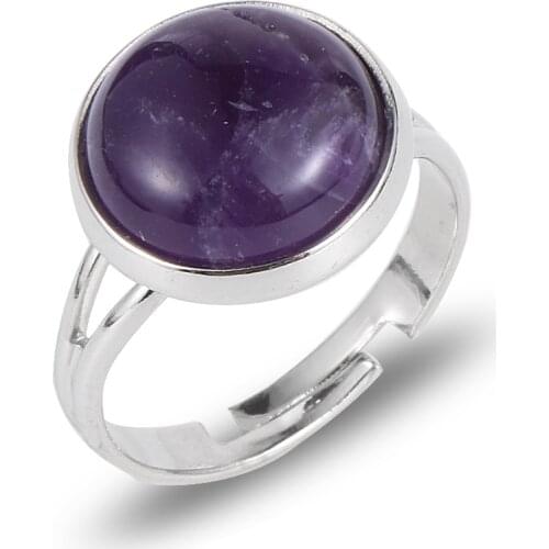 Women Men Natural Gem Stone Tiger Eye Howlite Finger Ring Round Crystal Onyx Copper Open Resizable Wedding Party Rings Jewelry