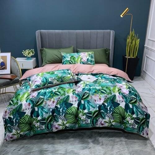 Cotton 4CS Luxury Egyptian Cotton Bedding Set tree forest style Queen size Duvet Cover Bed sheet set Fitted sheet pillowcases