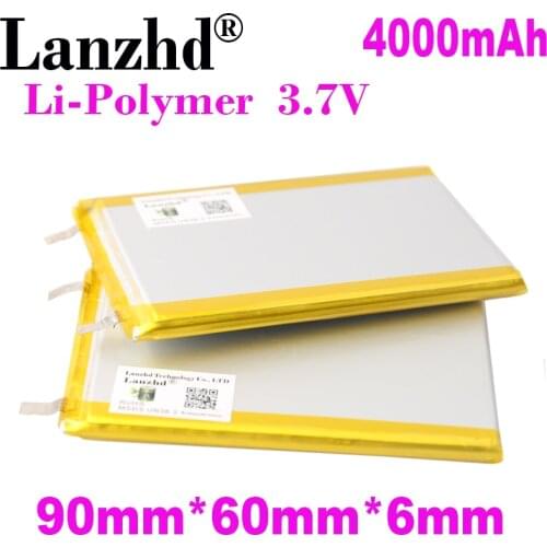 1-10PCS 3.7V Li polymer battery 4000mAh 90*60*6mm Lithium Soft package batteries For Power Bank Bluetooth Speakers Tablet DVD