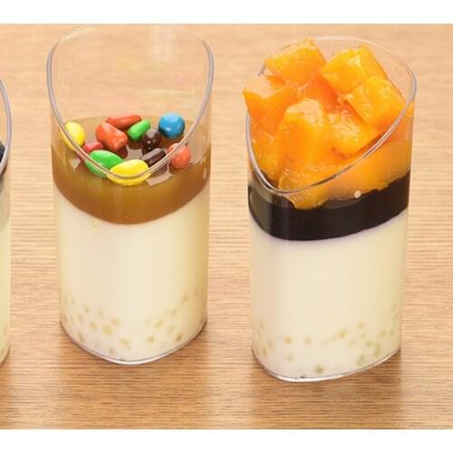 10PCS 80ml Mini Dessert Cups Elegant Clear Slanted Appetizer Cup Jelly Pudding Mousse Cup
