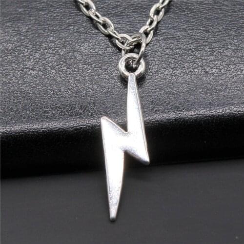 Fashion 2 Colors 7x27mm Lightning Charms Pendant Necklace For Women Lady Girl Jewelry Gift