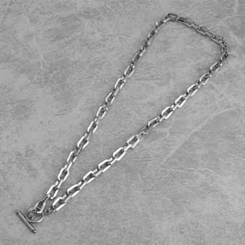 Fashion long square OT buckle stainless steel batch angle O word men and women titanium steel word buckle necklace hot sale