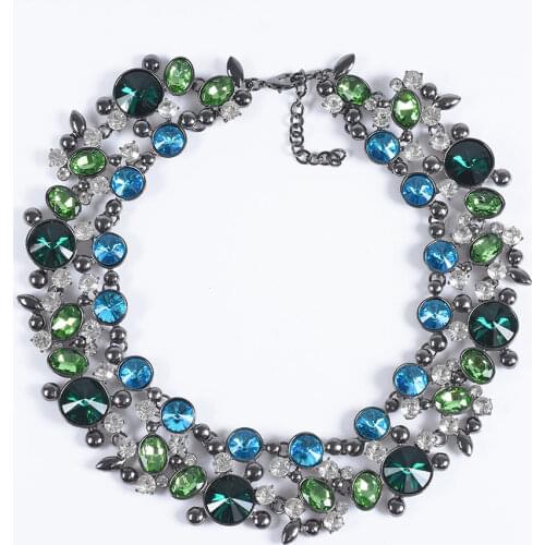 Fashion Luxury Crystal Statement Big Chokers Necklaces Women Wedding Party Jewelry Vintage Glass Chunky Large Collar Necklace