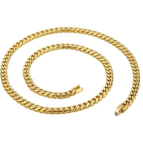 Gold Black Snake Link Cuban Chain 6mm Mens Stainless Steel High Quality Necklace