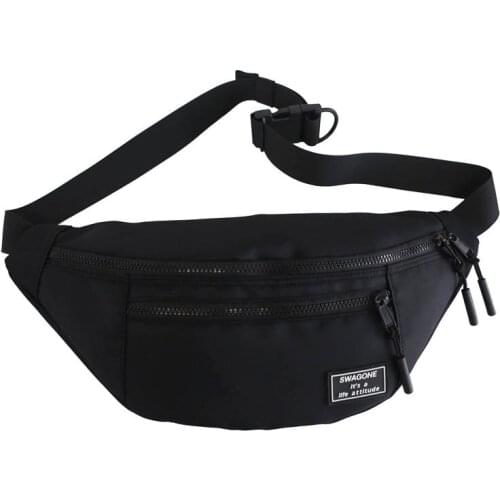 2021 Black Chest Bag Unisex Travel Anti-Theft Purse Solid Color Waterproof Phone Pouch Fashion Men Shoulder Pouch Hip Fanny Pack