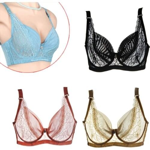 New Women Bra Lace Mesh Breathable Solid Color Adjustable Shoulder Strap Underwear Thin Bralette Sexy Lingerie Full Cup Hot TY66
