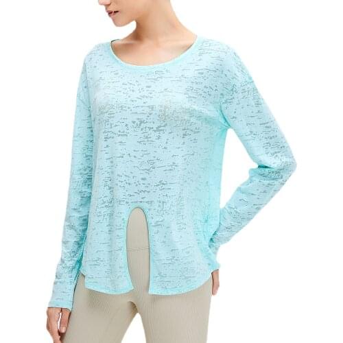 2021 Autumn Workout Gym Fitness T Shirts Women Loose Bandage Yoga Long-Sleeve Thin Sports Running Quick-Drying Breathable Top