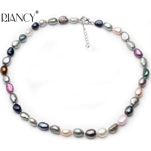 Fashion Natural Freshwater Multicolor Pearl Necklace Baroque Bohemia Style Short Chain for Women Wedding Gift