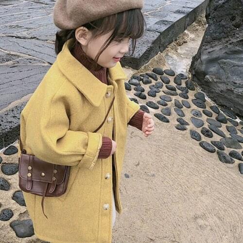 Girl Coat Kids Woolen Cloth 2021 Sweet Plus Velvet Thicken Warm Winter Autumn Kids Cardigan Cotton Outwear Childrens Clothing