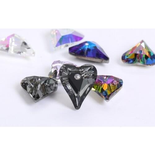 Pipatian Heart Necklace Decoration Crystal Pendant Handmade Women Crafts Sewing Rhinstone Jewelry Accessory Unit K9 Glass