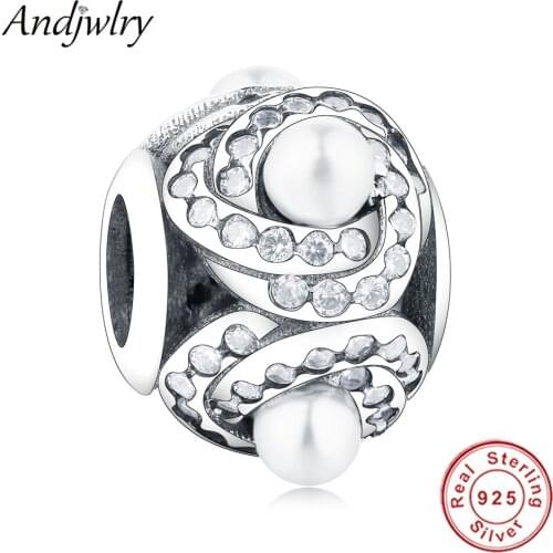 Fit Original Pandora Charms Bracelet Sterling 925 Silver Luminous Love Knot White Crystal Pearl Beads Women DIY Jewelry Berloque