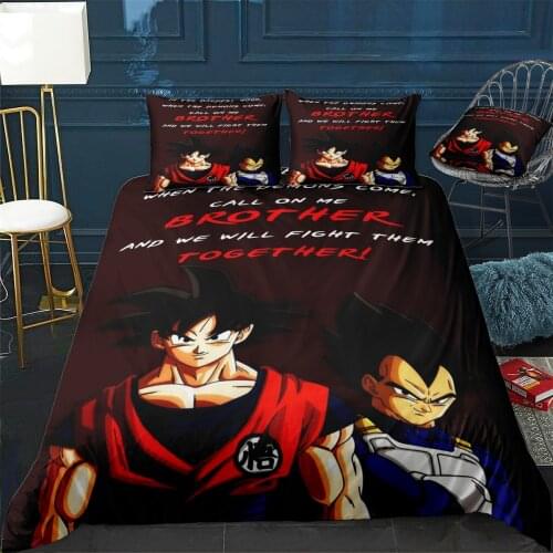Goku Vegeta Anime Quote Duvet Cover Comfortable Quilt Home Decora Design Universal Bedding Set Bedclothes+Pillowcase 3pcs