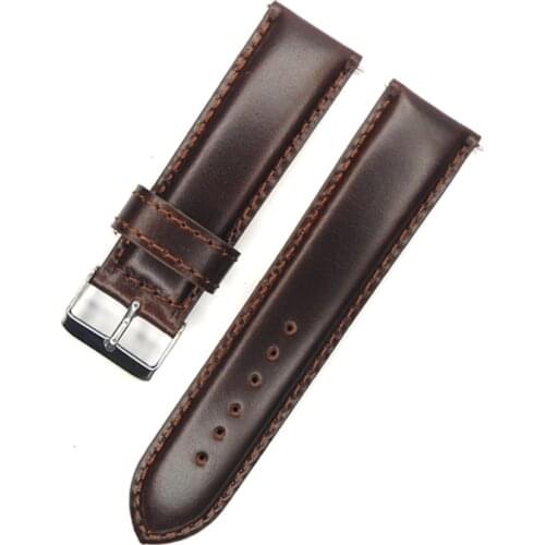YQI Italy Oil Calf Genuine Leather Watch Band 24mm Dark Brown Vintage Watch Strap For any suitable watches Mens