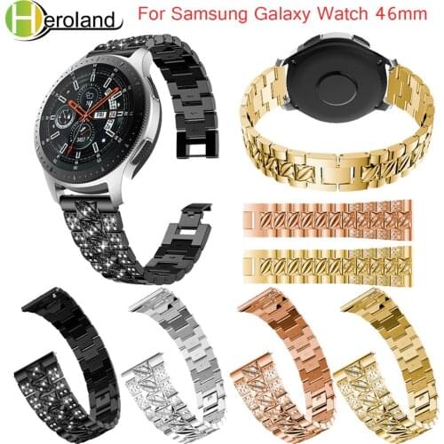 Watchband Replacement For Samsung Galaxy Watch 46mm band Bracelet for Samsung Gear S3 Stainless Steel metal wirst with diamond