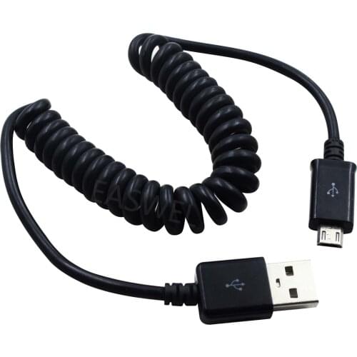 Coiled USB to Micro USB Cable Spring Spiral USB 2.0 Male to Micro B Cord
