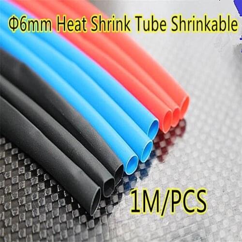 1meter 6mm Blue/Red/Black Insulated RC Model Heat Shrink Tube Shrinkable Pipe10/12AWG insulation protection T/XT60/Banana plug