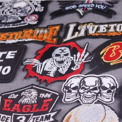 Skull Hippie Embroidered Patches For Clothing Accessories Applique Fashion Letter Patch Iron on Patches Clothes Patch Sewing