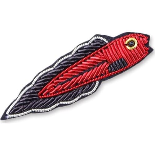 Embroidery india silk pin on patches for clothing brooch errow-fish badge designer patches for jeans parches bordados para ropa