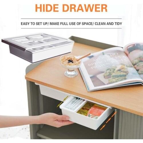 Under Desk Hide Drawer Creative Self Adhesive Home Office Locker Storage Box Cloth Stationery Bottom Tray Home Accessories