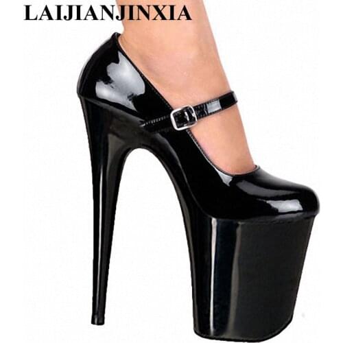 LAIJIANJINXIA New Sexy Straps 20cm Ultra High Heels Dancing Night Club Party Modern Dance Shoes Women Platform Dance Pumps Shoes