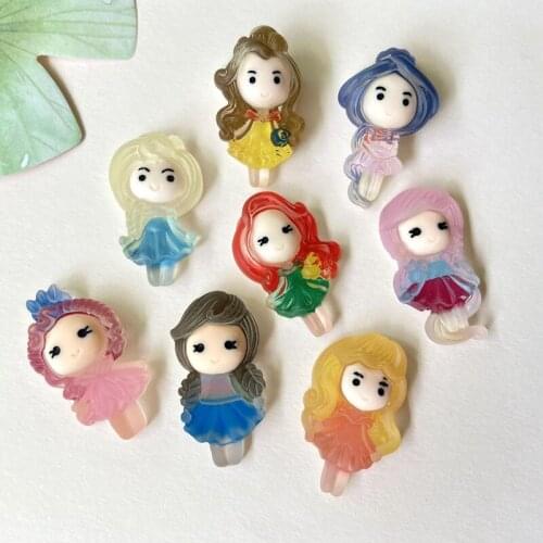 20Pcs/lots 3D Cabochon Princess Iridescence Mermaid Figurine Resin Accessory for Bow Center Ring Kid Jewelry DIY Crafts Material
