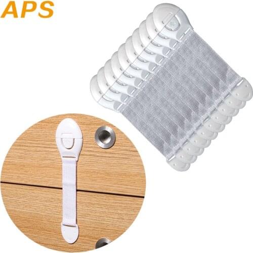 10pcs/Lot Baby Kids Safety Care Plastic Locks Cabinet Cupboard Toilet Safety Locks Straps Infant Baby Protection Drawer Door