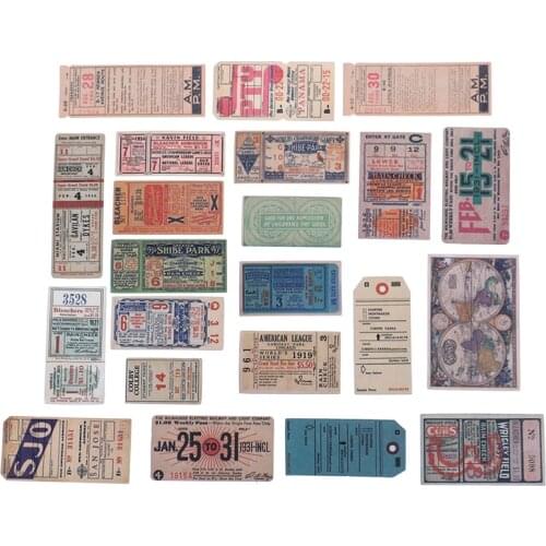 22Pcs/Pack Old Peper Bill Decorative Sticker DIY Scrapbooking Planner Photo Diary Album Sticker Vintage Tickets