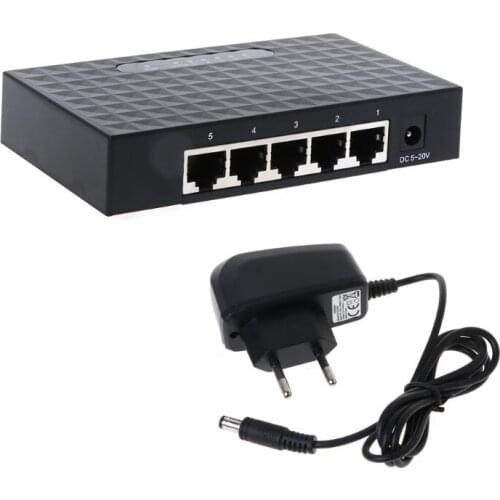 5-Port 10/100/1000Mbps Fast LAN Ethernet Network Switch HUB Desktop Mini Adapter