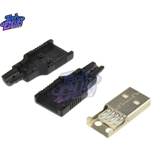 50Pcs DIY USB 2.0 Connector Plug A Type Male 4 Pin Assembly Adapter Socket Solder Type Black Plastic Shell For Data Connectio
