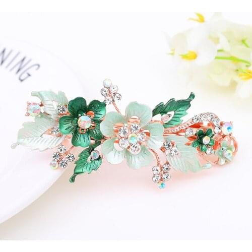 6 Colors Springtime New Style Rhinestone Hair Clip Fashion Boutique Flower Crystal Hairpin Small Wholesale